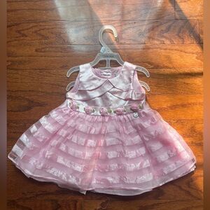 Sweet Heart Rose Light Pink Satin Baby Dress